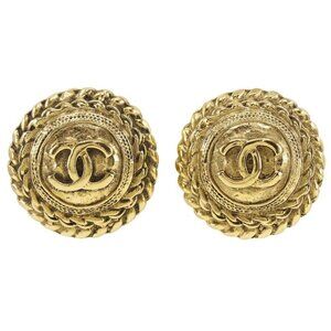CHANEL Vintage Gold Logo Earrings